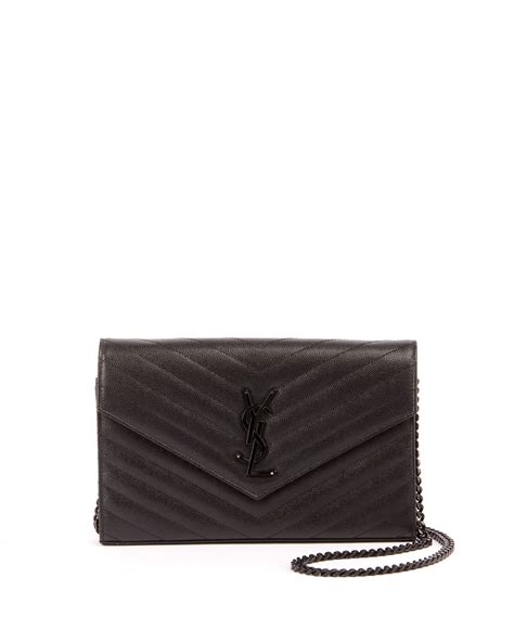 borsa ysl chain wallet monogram black on black|ysl monogram wallet.